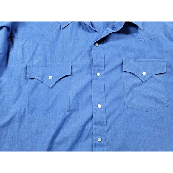 Western Plains Big Man Blue Double front pocket Pearl Snap Western Short Sz 2XB - Picture 4 of 7
